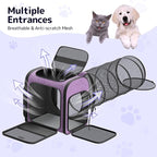 Pawtners Cat Backpack Carrier, Large Space Dog Backpack with Breathable Mesh, Expandable Pet Carrier Backpack for Small Medium Kitten Puppy Up to 18 Lbs, Suitable for Travel Hiking Camping Shopping