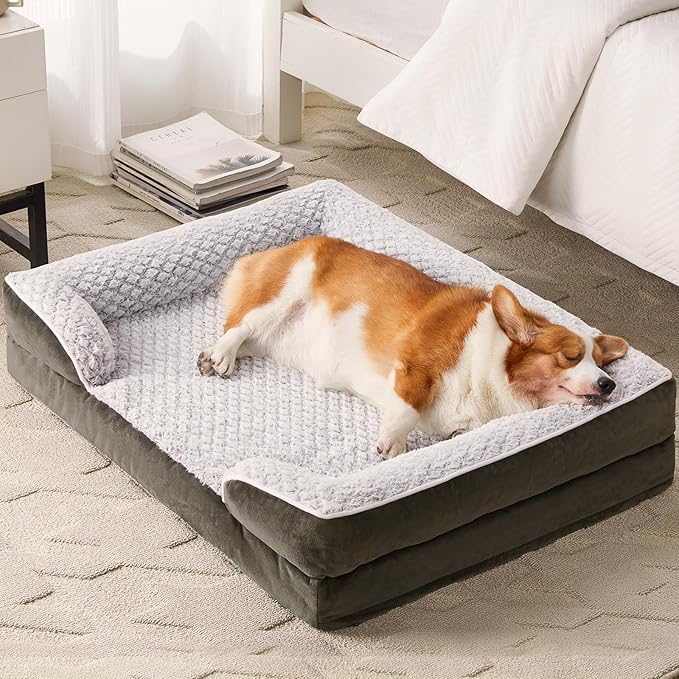 Orthopedic Dog Bed for Medium Dogs, Egg Crate Foam Bed for Medium Dogs, Equipped with Removable Waterproof Pillow Cover and Anti-Slip Bottom, Pet Bed