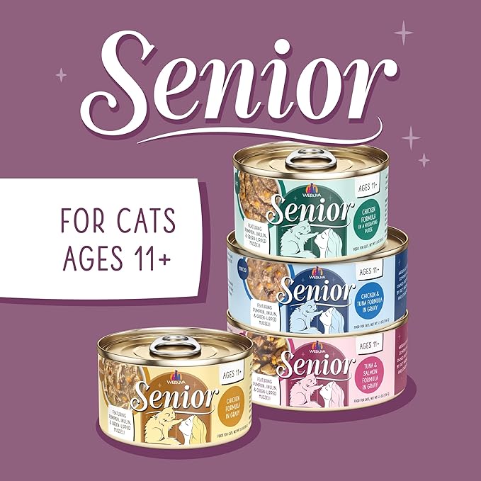 Weruva Senior Cat Food, Chicken in a Hydrating Purée, 5.5oz Can, Pack of 8