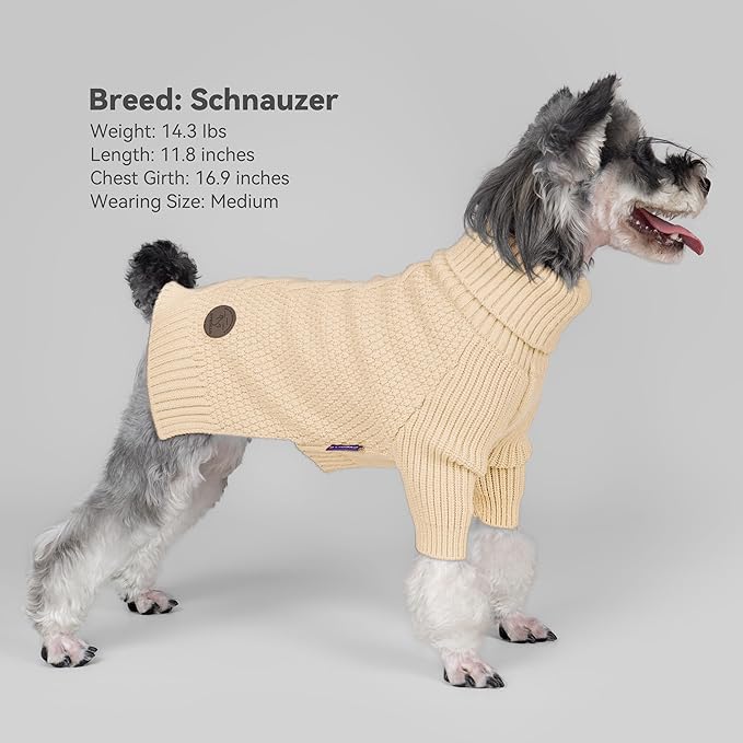 cyeollo 4XL Dog Sweater,Pullover Turtleneck for Large Dogs Classic Knitwear Fall Winter Cold Weather Dog Clothes Warm Pet Apparel Large Big Dogs Sweaters Male&Female, Beige XXXXL