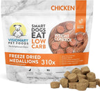 Visionary Pet Foods Chicken Freeze Dried Dog Treats - 310x Medallions Keto and Diabetic Friendly - Additive Free, Made in USA Low Carb, High Protein - Healthy Dog Training Treats, Resealable Bag