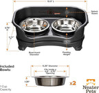 Neater Feeder Express Mess Proof Cat Bowls Elevated, No Spill Feeding Station, Stainless Steel Dishes for Food and Water, Raised Bowls for Indoor Cats, No Fatigue Whisker Friendly Dish, Black
