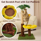 Cat Scratching Posts Cat Scratcher with Premium Sisal Rope, Sunflower Cat Platform and Danging Balls,33.86" Tall Cat Scratcher, Suitable for Large Adult cat, Kitten, and All Type of Cats