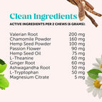 Natural Hemp Calming Chews for Dogs - Dog Anxiety Relief - Calming Aid Supplement with Valerian Root, Chamomile, + Magnesium - Stress, Separation & Thunder Support - (Beef Liver, 90 Count)