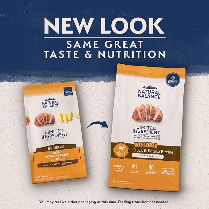 Natural Balance Limited Ingredient Adult Grain-Free Dry Dog Food, Reserve Duck & Potato Recipe, 12 Pound (Pack of 1)