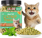 Just Try 13.4 OZ Crunchy Cat Treats Catnip Treats for Cats with Digestive Support, Natural Ingredients Kitten Treats with Real Salmon, Healthy Feline Snacks Training Biscuits Dental Care