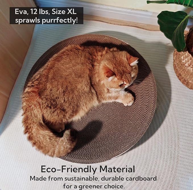 2 Pack Extra Large Cat Scratcher Cardboard, Round Scratcher Bed Scratch Bowl, Scratching Lounge Couch Round Shaped Cat Scratch Board Nest for Indoor Cats Furniture Protector