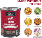 KOHA Limited Ingredient Diet Beef Entrée for Dogs - Grain Free Wet Dog Food with No Fillers - Sensitive Stomach Beef Dog Food 13 oz Pack of 12
