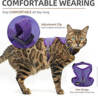 PUPTECK Cat Harness and Leash Set Escape Proof, Reflective Adjustable Soft Mesh Kitten Vest Harness for Walking Travel, Purple, S