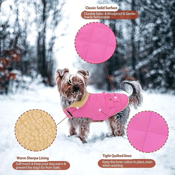 Large Dog Coat - Warm & Windproof Winter Jacket for Extra-Large Dogs - Pink, Golden Retriever to Husky Sizes