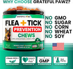 Flea and Tick Prevention for Dogs Chewables - Made in USA - Natural Flea and Tick Chews Supplement - Oral Pills for Dogs - Pest Defense - All Breeds and Ages - 120 Soft Tablets
