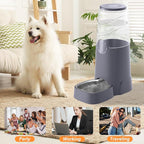 8L Automatic Pet Waterer,Gravity Stainless Steel Water Feeder,Gravity Pet Water Dispenser,Large Capacity Waterer with Stainless Steel Bowl for Medium and Large-Sized Cats and Dogs(8L,Grey)