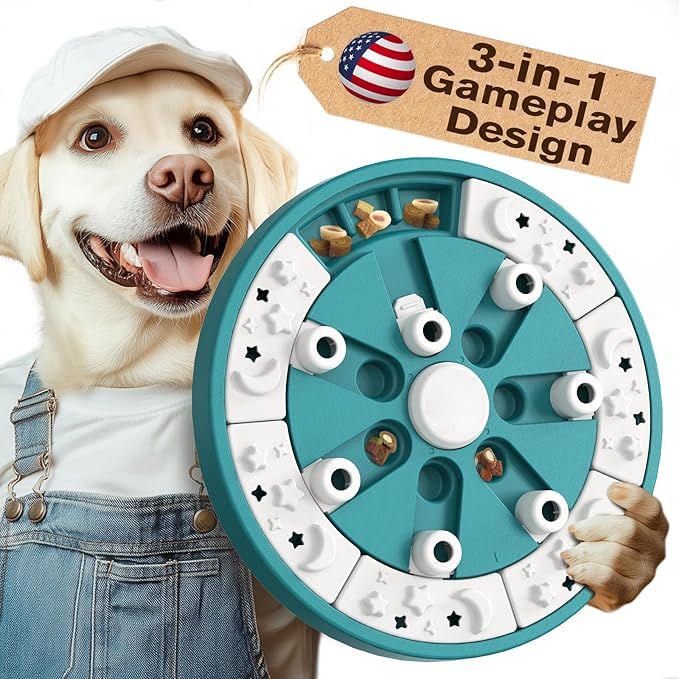 KADTC Level 2 in 1 Dog Puzzle Toys For Small/Medium/Large Dogs Food Puzzles Feeder Puppy Mental Stimulation Stimulating Enrichment Toys Interactive Mind Treat Game Boredom Buster Holiday Birthday Gift