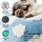 LE SURE Donut Dog Bed Medium Size Dog - Round Cat Beds for Indoor Calming Pet with Washable Cover, Cute Modern Puppy Beds with Jacquard Shaggy Plush & Anti Slip Bottom, 30 Inch, Blue