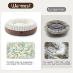 Donut Dog Bed Medium Size Dog, Round Cat Beds for Small Medium Dogs and Cats with Washable Fluffy Faux Fur, Cute Comfort Pet Bed with Anti-Slip Bottom, Cream, 30"