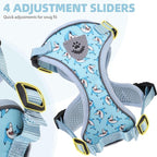 PUPTECK Cat Harness and Leash Set Escape Proof Reflective Cat Walking Harness Adjustable Soft Breathable Mesh Vest for Small Pets, Blue Sharks, M