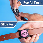 GoTags Personalized AirTag Dog Collar Holder, Engraved Tracker Case for Pet Collar, Custom Text with Phone Number, Slide On Tag for GPS Nameplate, Track Dogs with Apple iPhone, 4 Colors (Large)