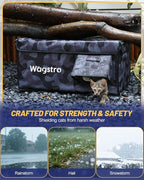 Heated Cat House for Outside, Waterproof Awning & Escape Door Heated Cat Houses for Indoor/Outdoor Cats in Winter, Elevated & Insulated Outdoor Cat Shelter for Feral Cat(Black Camo, 16.5"x12.6"x12.6")