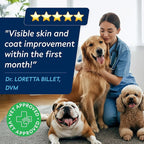 STRELLALAB Omega 3 for Dogs - (540Ct) Fish Oil Treats - Allergy & Itch Relief Skin&Coat Supplement - Dry Itchy Skin, Shedding, Hot Spots Treatment, Anti Itch - Pet Salmon Oil Chews - Chicken