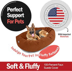 Majestic Pet 52 Inch Suede Calming Dog Bed Washable 52x35x11 (Inch) – Cozy Soft Round Donut Dog Bed with Spine Support for Dogs to Rest Their Head - Pet Bed X- Large – Rust (2025)