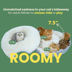 CATTASAURUS Peekaboo Cat Cave for Multiple & Large Cats Up to 30-45 Lbs, Fluffy Cat Beds for Indoor Cats, Scratch Detachable & Washable Tunnel Bed, Comfy Donut Cat Cave (Light Gray, Large (Calming))