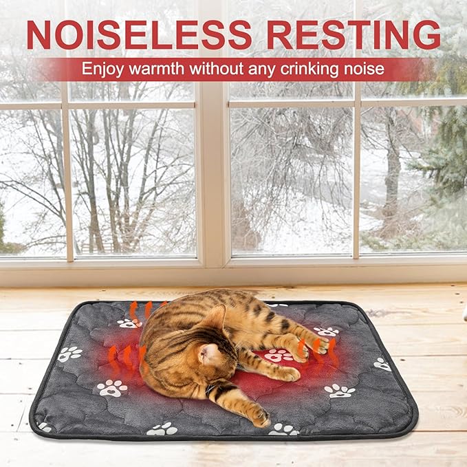 BEAUTYZOO Self Warming Cat Bed Pad, Self Heating Dog Bed Mat, Heated Cat Bed for Indoor Outdoor Cats, Thermal Warmer Pet Pad for Kitten Puppy Washable Non-Slip Chew Proof, 2 Pack 19 x 28 Inches Gray