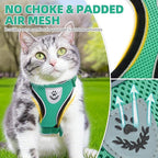 PUPTECK Cat Harness and Leash Set Escape Proof Reflective Cat Walking Harness Adjustable Soft Breathable Mesh Vest for Small Pets, Dark Green, M