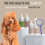 Tauro Pro Line Wooden Deshedding Dog Brush for Long Goldendoodle, Labradoodle & Poodle Hair - Purple Slicker Brush for Dog & Cat Grooming - Oval Flexible Cushion & Non-Slip Grip, M