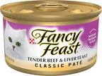Purina Fancy Feast Tender Beef and Liver Feast Classic Grain Free Wet Cat Food Pate - (Pack of 24) 3 oz. Cans