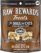 Northwest Naturals Raw Rewards Freeze-Dried Bison Liver Treats for Dogs and Cats - Bite-Sized Pieces - Healthy, 1 Ingredient, Human Grade Ingredients, All Natural, Proudly Made in USA, 3 Oz