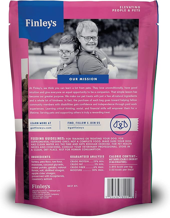 Finley's Soft Chew Dog Treat Training Bites Treats for Dogs Made in USA | Turkey Recipe | All-Natural Protein Wheat Free Dog Treats | Healthy Dog Treat Bags | No Preservatives, 16 Ounce (Pack of 6)