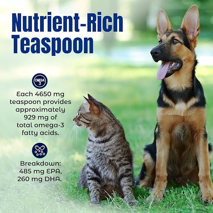 Life Line Pet Nutrition Wild Alaskan Fish Oil Omega-3 Supplement for Skin & Coat – Supports Brain, Eye & Heart Health in Dogs & Cats, 16.5oz