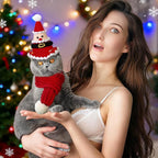 2 Pcs Cat Christmas Costume Cat Santa Hats with Scarf Pet Hat Scarf Set Pet Christmas Outfit Party Costume Supplies for Cats Small Dogs Puppy Accessories(Red,Santa Claus Style)