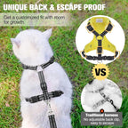 BEAUTYZOO Cat Harness, Escape Proof Cat Leash and Harness Set for Walking, Soft Breathable Vest Harness with Safety Neck Adjustable, Reflective Easy-Control Kitten Harness for Cats (Bee Design)