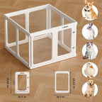 23.6“ H Clear Acrylic Plastic Dog Playpen, 8Pcs Lightweight & Easy Assemble Playpen Divider, Durable Safety Play Pen Indoors, Puppy, Cat, Small Animal(White)