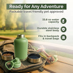 Portable Water Bottle & Feeder Bowl: Durable 2-in-1 Travel Solution with Stainless Steel, eco-Friendly Design, and Compact Portability. Perfect for Hydrating Pets on The go