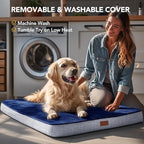 Deconovo Orthopedic Dog Bed for Medium & Large Dogs – Supportive Memory Foam with Washable Cover, Non-Slip Base – Comfort for Senior, Arthritic & Active Pets, Navy Blue, 44" Lx32 Wx3 Th