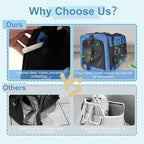 Cat Carrier Dog Carriers for Small Medium Dogs Large Cat Carrier Soft Sided Cat Carriers, Pet Travel Carrier Collapsible Cat Bag 0-25 Lbs, Puppy Kitten Carrier (Blue)