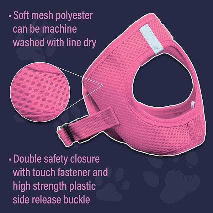 Doggie Design Dog Harness - No Choke Dog Harness, Dog Vest, Mesh Polyester, Pet Harness, Simple Step in and Go Design, Harness for Dog - Candy Pink, L