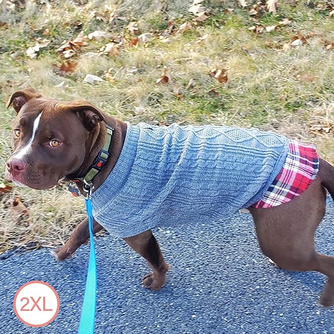 KYEESE Dog Sweater Soft Pullover Dog Sweaters for Medium Dogs Boy Warm Turtleneck Medium Dogs Sweater with Gingham Patchwork Comfy Pet Coat for Fall Winter Cold Weather