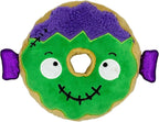 Huxley & Kent Halloween Funny Dog Toy w/Squeaker – Power Plush Squeaky Dog Toys for Small, Medium & Large Dogs – Soft Stuffed Animal for Indoor Play & Fetch - Frankenstein Donut, One Size