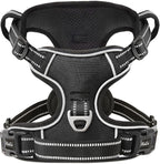 HEELE Dog Harness, No Pull Adjustable Padded Reflective Harness for Small Medium Large Dogs with Handle for Walking Training, Black, XL