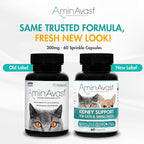 AminAvast Kidney Support Supplement for Cats and Small Dogs, 300mg 2-Pack - Promotes Natural Kidney Function - Aids in Health and Vitality of Aging Kidneys - Easily Administered - 60 Sprinkle Capsules