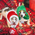 2 Pcs Pet Christmas Costume, Dogs Cats Cape with Hat Santa Claus Cloak and Xmas Tree Cloak with Star and Pompoms, for Dogs Cats Pet Puppy Santa Gifts Christmas Outfit(Medium)