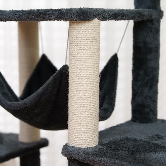 Cat Tree 67in Cat Tower Scratching Post for Cats Tree Tower Furniture for Cats with Various Houses Various Levels with Cheese Design (Dark Gray)