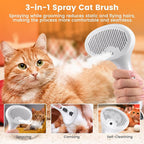 4 in 1 Cat Steam Brush, Rechargeable Pet Spray Hair Removal Comb, Self Cleaning Pet Brush for Indoor Long & Short Haired Pets, Cat Brushes for Shedding, Grooming, Cleaning and Massage