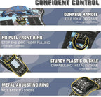 Auroth Tactical Dog Training Harness No Pulling Front Clip Leash Adhesion Reflective K9 Pet Working Vest Easy Control for Small Medium Large Dogs Blue Camo S