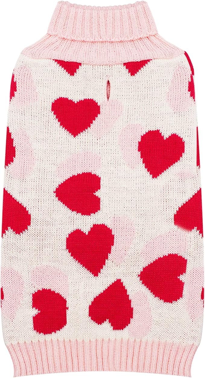 KYEESE Dogs Sweaters Red Heart with Leash Hole,XS