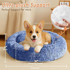 JOLLYVOGUE Small Dog & Cat Beds for Indoor Cats, Donut Cuddler Warming Soft Dog Beds with Anti-Slip Bottom, Round Calming Fluffy Plush Faux Fur Cushion Bed for Medium Dogs (31")