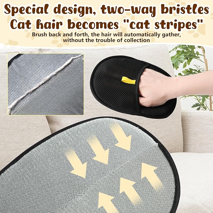 Pet Hair Removal Glove for Cats & Dogs, 2025 Newly Upgraded Electrostatic Pet Hair Gloves, Reusable Pet Hair Remover Tool for Clothing, Couch, Carpet, Curtain